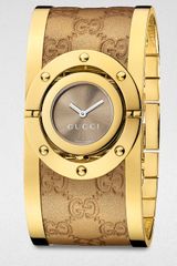 Gucci Twirl Metallic Leather Bangle Watch