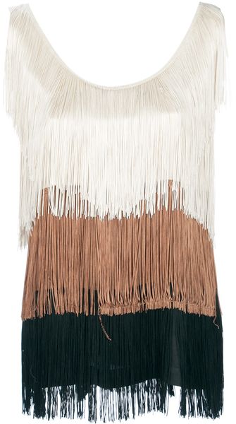 Jucca Tricolour Fringe Vest Top - Lyst
