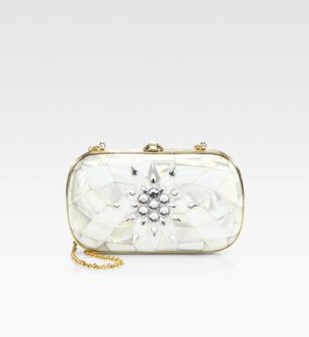 Judith Leiber Mother Of Pearl Crystal Clutch - Lyst