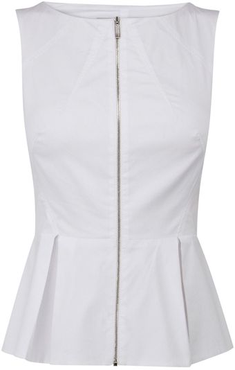 Karen Millen Cotton Peplum Top - Lyst