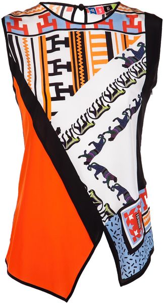 MSGM Sleevess Silk Top - Lyst