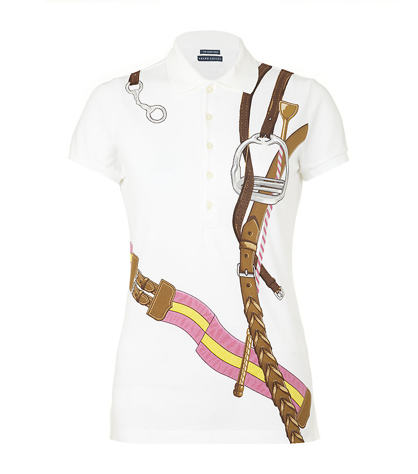 Ralph Lauren Blue Label Equestrian Print Polo Shirt in White Lyst