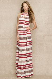 Ralph Lauren Blue Label Striped Sleeveless Maxi-Dress - Lyst