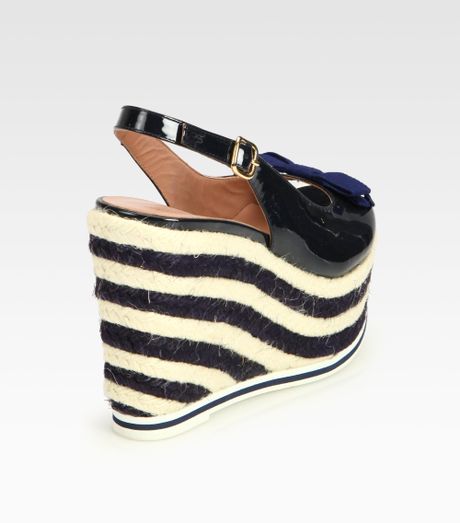 navy blue patent leather wedges