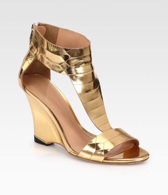 Sigerson Morrison Ruby Metallic Leather Wedge Sandals - Lyst