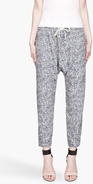 Suno Navy Patterned Snap Pocket Drapey Trousers - Lyst