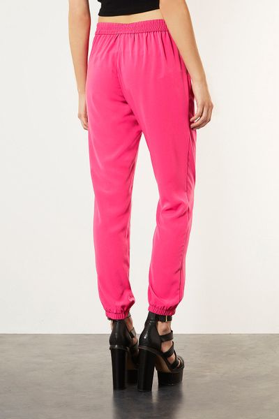 Topshop Relaxed Cupro Joggers In Pink Bright Pink Lyst