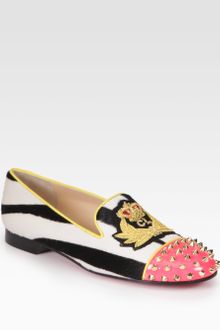 Christian Louboutin Intern Studded Pony Hair Patent Leather Smoking Slippers - Lyst
