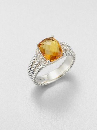 David Yurman Citrine Diamond Sterling Silver Ring - Lyst