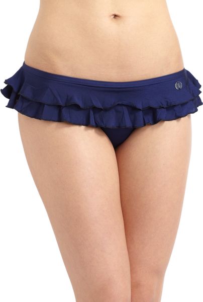 French Connection Frilly Ruffled Bikini Bottom In Blue Navy Lyst