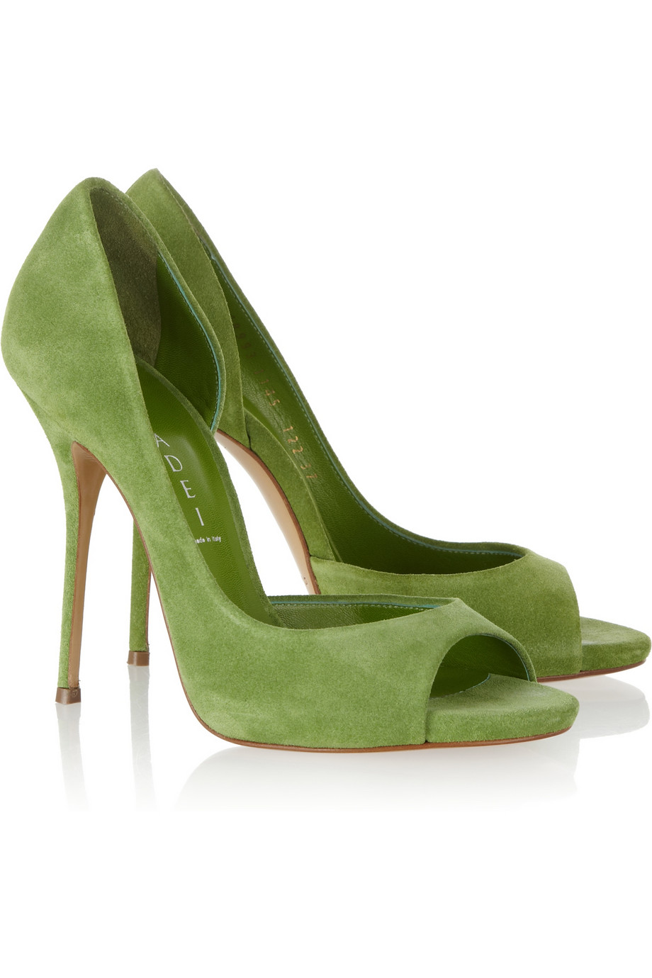 green suede pump