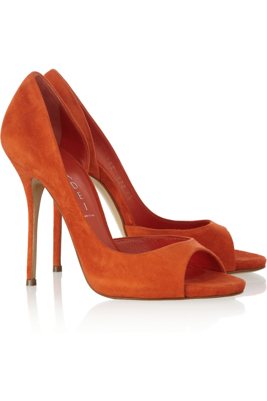 orange canvas pumps
