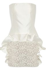Giambattista Valli Shantung Silk and Lace Strapless Dress