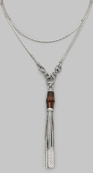 Gucci Sterling Silver Bamboo Tassel Necklace - Lyst