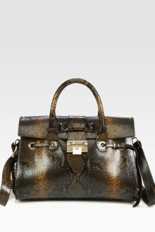Jimmy Choo Rosalie Snake Embossed Leather Satchel - Lyst