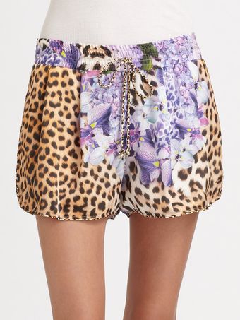 Just Cavalli Printed Drawstring Shorts - Lyst