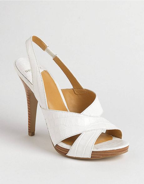 White slingback Leather sandals platform  Platform Slingback ripper Lyst Sandals  Nine in West leather Ripper west nine