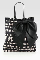RED Valentino Printed Nylon Bow Tote