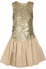 RED Valentino Paillette Embellished Stretch Cotton Dress
