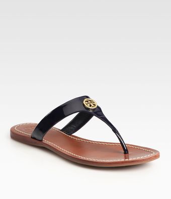 Tory Burch Cameron Patent Leather Thong Sandals - Lyst