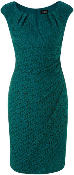 Adrianna Papell Split Top Short Sleeve Lace Dress - Lyst
