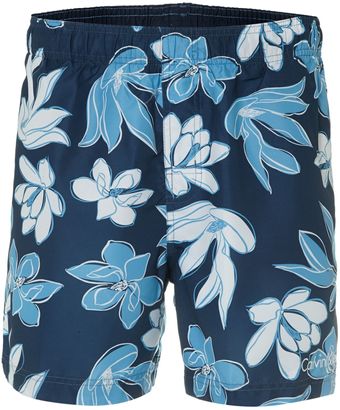 Calvin Klein Hibiscus Floral Swim Short - Lyst