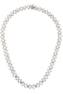 Cz By Kenneth Jay Lane Navette Flower Cubic Zirconia Necklace - Lyst