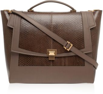 Elie Saab Calfskin and Python Large Satchel - Lyst
