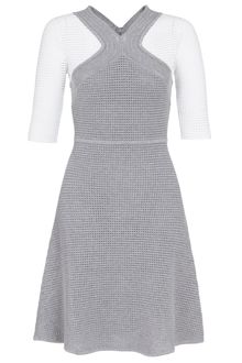 Yigal Azrouel Grey Cotton Waffle Knit Dress - Lyst