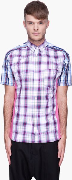 Comme Des Garçons Purple and Blue Yarn Dyed Cotton Checks Mix Shirt - Lyst