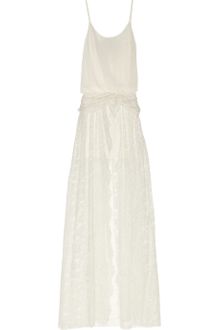 Jay Ahr Draped Voile and Lace Maxi Dress - Lyst