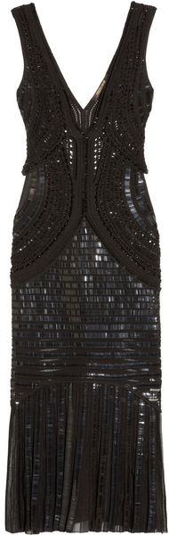 Roberto Cavalli Embellished Open-Knit Dress - Lyst