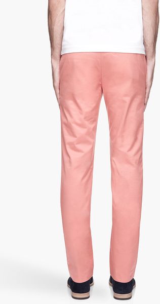 salmon pink trousers