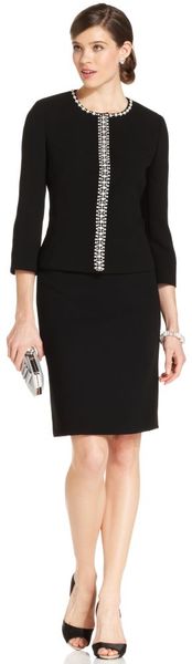 Tahari Faux-Pearl-Trim Jacket Skirt - Lyst
