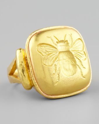 Elizabeth Locke 19k Gold Bee Cushion Ring - Lyst