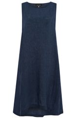Eskandar Denim Blue Sleeveless Pleated Dress