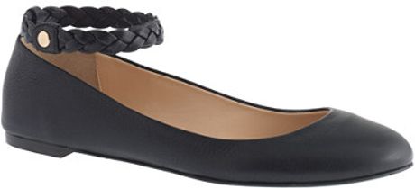 black ballet flats with ankle strap