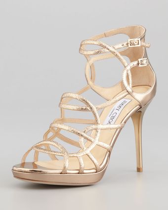 Jimmy Choo Bunting Glittered Metallic Sandal - Lyst