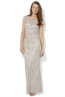 Lauren by Ralph Lauren Cap-sleeved Sequined Gown - Lyst