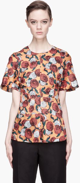 Marni Yellow and Red Peony Crewneck Blouse - Lyst