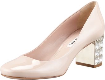 Miu Miu Crystalheel Patent Pump Rose - Lyst