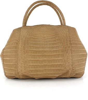 Nancy Gonzalez Camel Croc Double Handle Handbag - Lyst