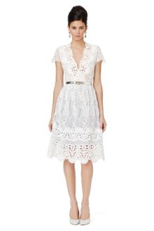 Oscar de la Renta Sleeveless Vneck Dress with Full Skirt - Lyst