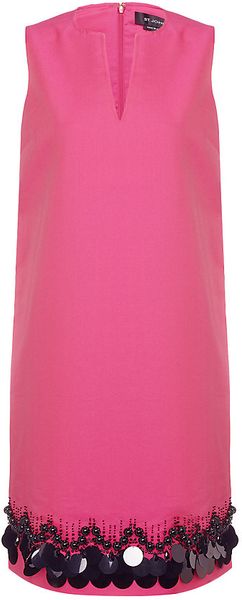 St. John Mikado Embellished Dress - Lyst
