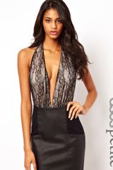 Asos Body with Deep V Neck in Lace