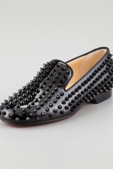 Christian Louboutin Rolling Spikes Patent Smoking Slipper - Lyst