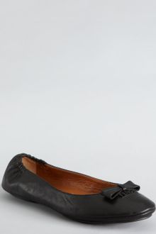 Fendi Black Leather Bow Detail Ballet Flats - Lyst