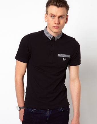 Fred Perry Polo with Gingham Check Collar - Lyst
