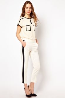 French Connection Contrast Panel Tailored Trouser - Lyst