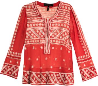 Isabel Marant Loria Embroidered Chiffon silk Top - Lyst